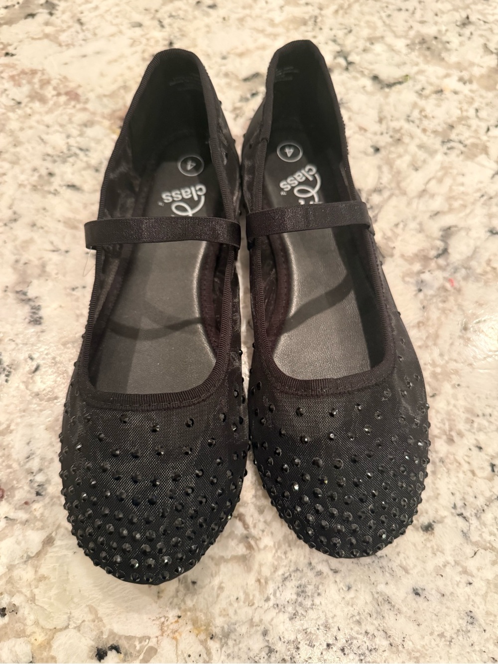 Art Class Black Studded Mary Jane Ballet Flats - Girls Size 4